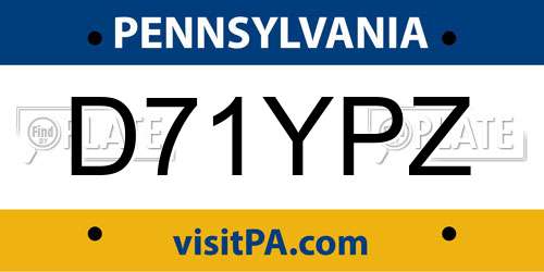 D71YPZ Pennsylvania License Plate