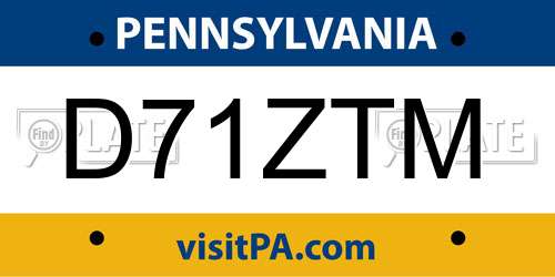 D71ZTM Pennsylvania License Plate