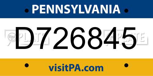 D726845 Pennsylvania License Plate