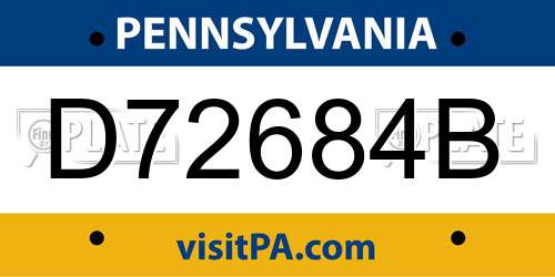 D72684B Pennsylvania License Plate