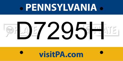 D7295H Pennsylvania License Plate