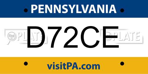 D72CE Pennsylvania License Plate