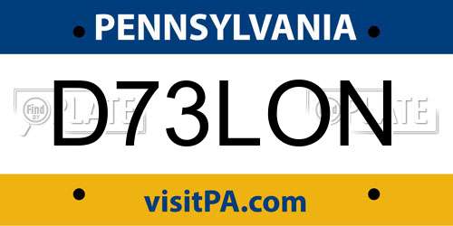 D73LON Pennsylvania License Plate