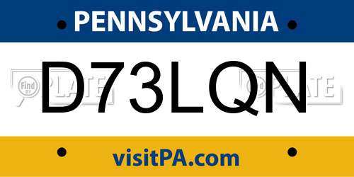 D73LQN Pennsylvania License Plate