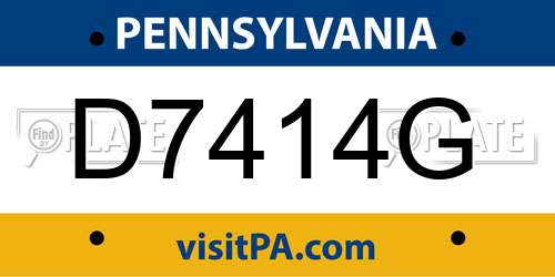 D7414G Pennsylvania License Plate