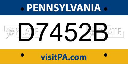 D7452B Pennsylvania License Plate