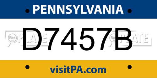 D7457B Pennsylvania License Plate