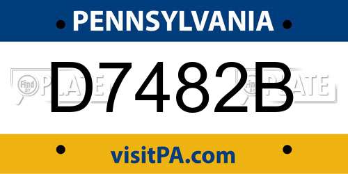 D7482B Pennsylvania License Plate
