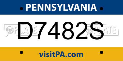 D7482S Pennsylvania License Plate