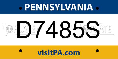 D7485S Pennsylvania License Plate