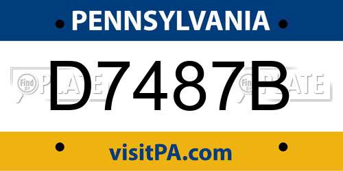 D7487B Pennsylvania License Plate