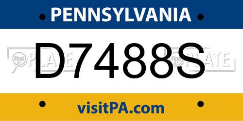 D7488S Pennsylvania License Plate