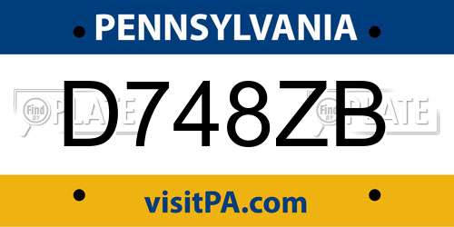 D748ZB Pennsylvania License Plate