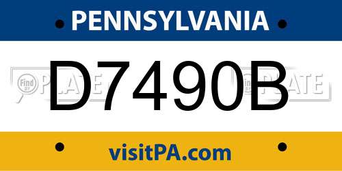 D7490B Pennsylvania License Plate
