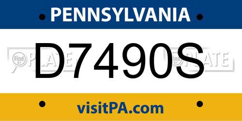 D7490S Pennsylvania License Plate