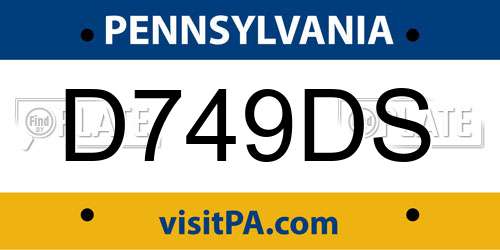 D749DS Pennsylvania License Plate