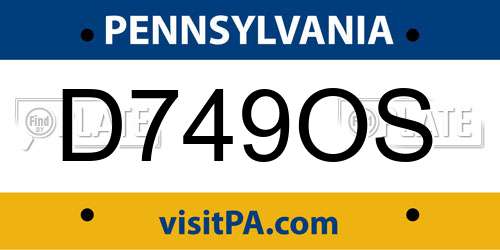 D749OS Pennsylvania License Plate