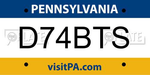 D74BTS Pennsylvania License Plate