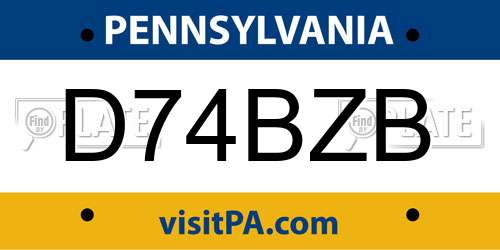 D74BZB Pennsylvania License Plate