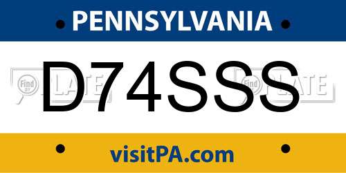 D74SSS Pennsylvania License Plate