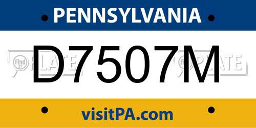 D7507M Pennsylvania License Plate