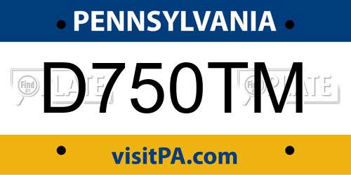 D750TM Pennsylvania License Plate