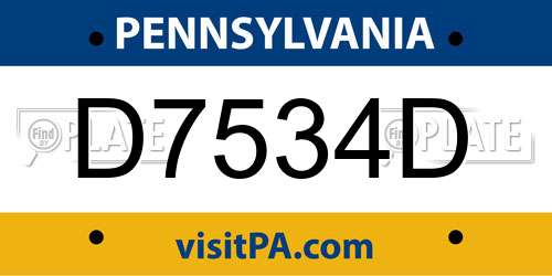 D7534D Pennsylvania License Plate