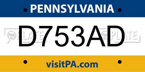 D753AD Pennsylvania License Plate