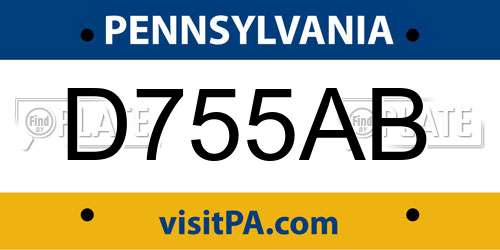 D755AB Pennsylvania License Plate