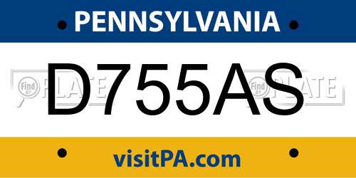 D755AS Pennsylvania License Plate