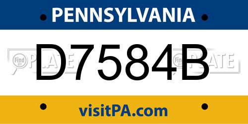 D7584B Pennsylvania License Plate