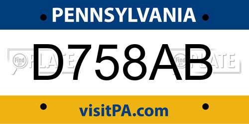 D758AB Pennsylvania License Plate