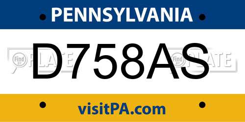 D758AS Pennsylvania License Plate
