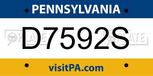 D7592S Pennsylvania License Plate