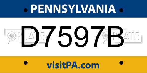 D7597B Pennsylvania License Plate