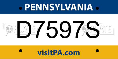 D7597S Pennsylvania License Plate