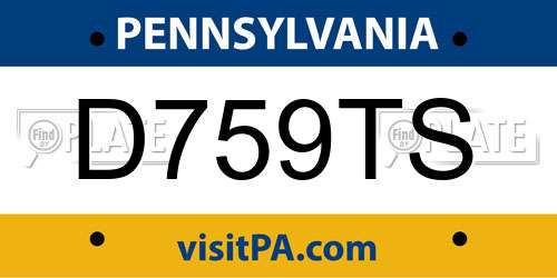 D759TS Pennsylvania License Plate