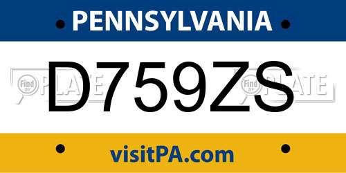D759ZS Pennsylvania License Plate