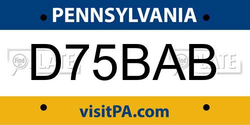 D75BAB Pennsylvania License Plate