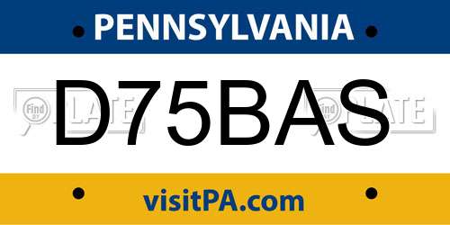 D75BAS Pennsylvania License Plate