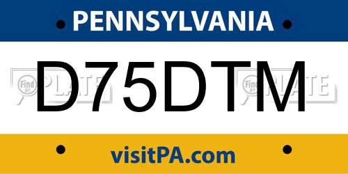 D75DTM Pennsylvania License Plate
