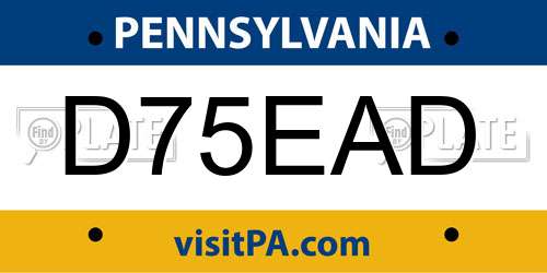 D75EAD Pennsylvania License Plate