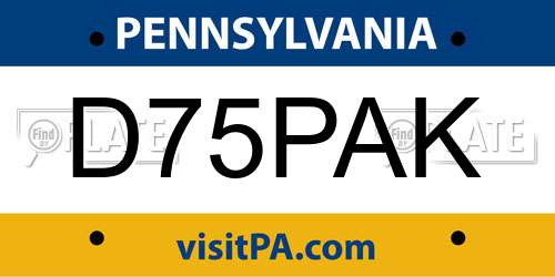 D75PAK Pennsylvania License Plate