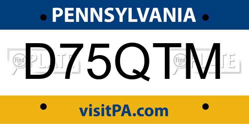 D75QTM Pennsylvania License Plate
