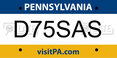 D75SAS Pennsylvania License Plate