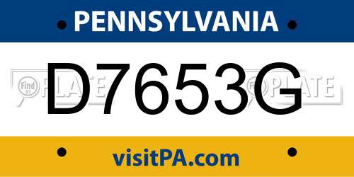 D7653G Pennsylvania License Plate
