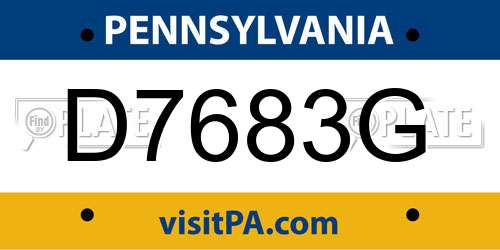 D7683G Pennsylvania License Plate
