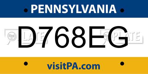 D768EG Pennsylvania License Plate