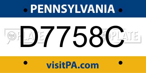 D7758C Pennsylvania License Plate