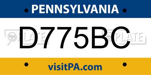 D775BC Pennsylvania License Plate